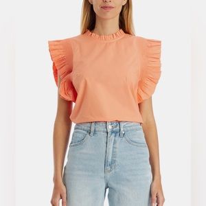 NWT—English Factory—Ruffle Sleeve Poplin Top—Size Medium